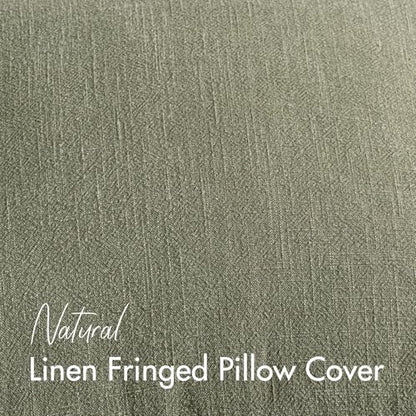 Linen Fringe Pillow Covers 20x20 Inch Set of 2,Light Olive Green - color: Light Olive Green, size: 20" x 20" (Pack of 2)