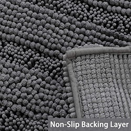 Turquoize Small Bathroom Rug 17x24, Soft Absorbent Chenille Bath Rug, Gray - color: Charcoal Gray, size: 17" x 24"