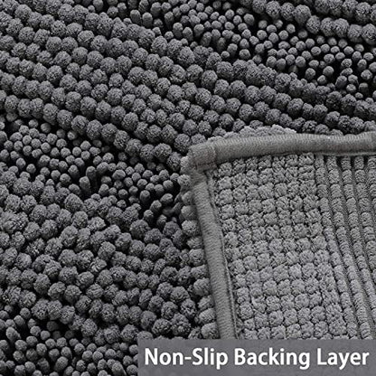 Turquoize Small Bathroom Rug 17x24, Soft Absorbent Chenille Bath Rug, Gray - color: Charcoal Gray, size: 17" x 24"