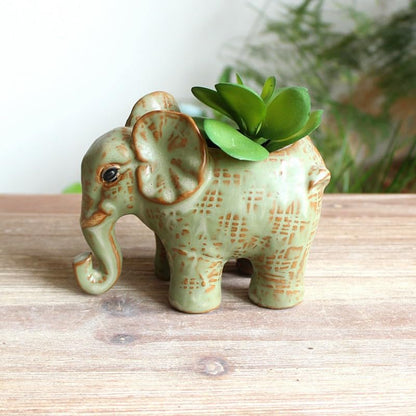 Cute Animal Elephant Shaped Ceramic Succulent Cactus Air Plant Flower Pots Planters-Plant Not Included (4.7 Inch) - size: 4.7 Inch