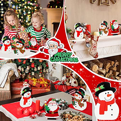 3 Pieces Christmas Table Centerpiece for Tiered Tray Wooden Santa Signs