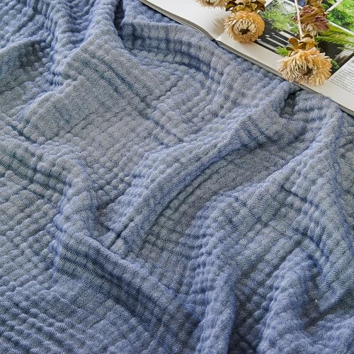 EMME Muslin Cotton Blanket Adults Heather Navy Throw XL 50"x70" - color: 01 - Navy, size: Large Throw (50" X 70")