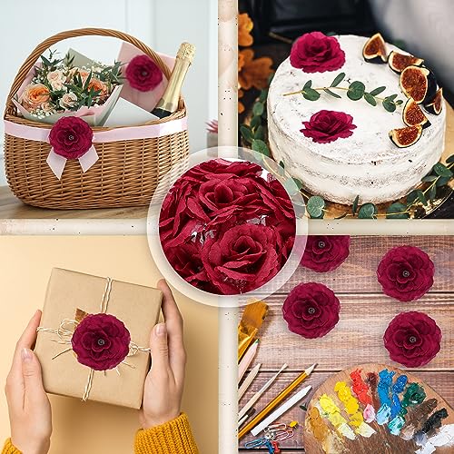 Yunlly 100 Pcs Artificial Flower for Wedding, Wine Red - color: Wine Red