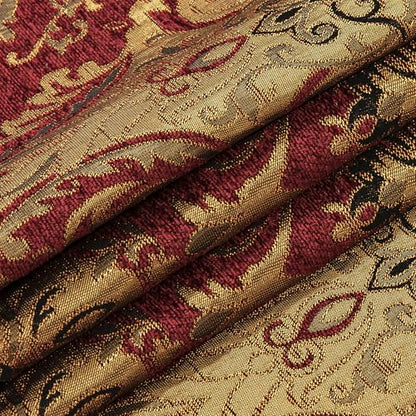 Loom and Mill Classic Chenille Damask Valances for Windows, Red, 54"x18" - color: Florence-red