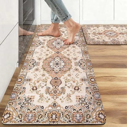 Kitchen Rugs for Floor 2 Pcs Memory Foam Padded Anti Fatigue Kitchen Mat - color: Bohemia