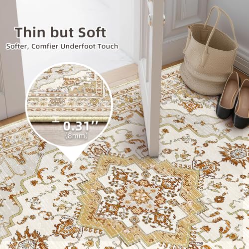 Arenarug 8x10 Washable Area Rug for Living Room, Khaki Rusty Yellow - color: Khaki Rusty Yellow, size: 8' x 10' (Rectangular)