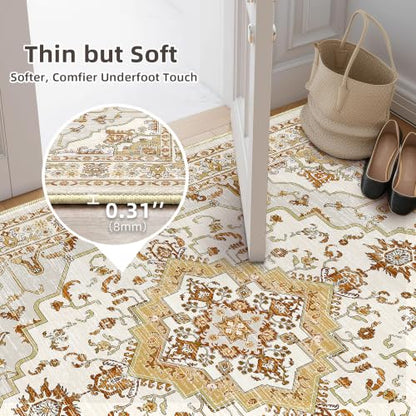 Arenarug 8x10 Washable Area Rug for Living Room, Khaki Rusty Yellow - color: Khaki Rusty Yellow, size: 8' x 10' (Rectangular)