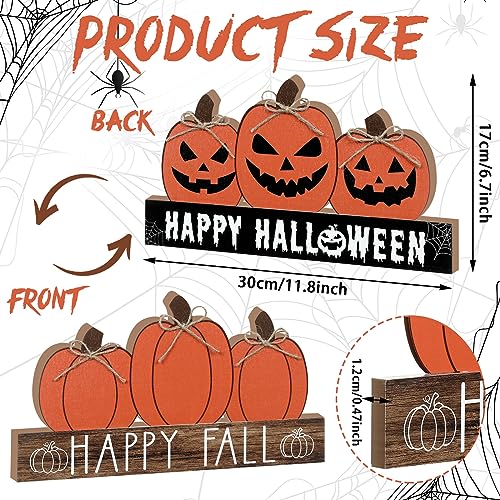 Happy Fall and Halloween Wooden Pumpkin Sign Office Home Decor - style: Pumpkin