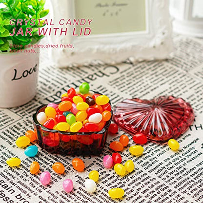 Crystal Heart-Shaped Jewelry Box, Decorative Glass Trinket Box with Lid - color: Burgundy