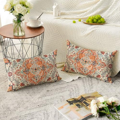 AVOIN colorlife Boho Throw Pillow Covers, 12 x 20 Inch Bohemia Ethnic Style Carpet Pattern Cushion Case for Sofa Couch Set of 2 - size: 20" x 12" (Pack of 2)
