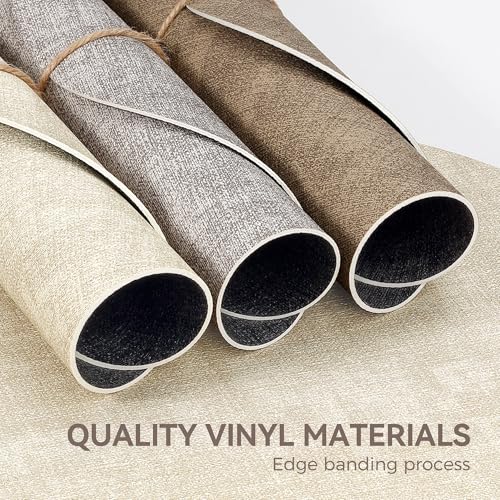 NCUE 13" Faux Leather Round Placemats Set of 4, Reversible Dual-Color - color: Deep Gray Beige