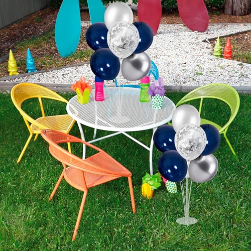 ZJDHPTY 4 Set Navy Blue Silver Balloon Stand Table Centerpieces Party Decor - color: Silver Navy Blue 4