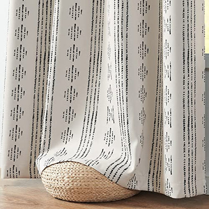 jinchan Boho Blackout Curtains 63 Inch Length for Bedroom Living Room - color: Boho | Black on Beige, size: 52"W x 63"L (Pack of 2)