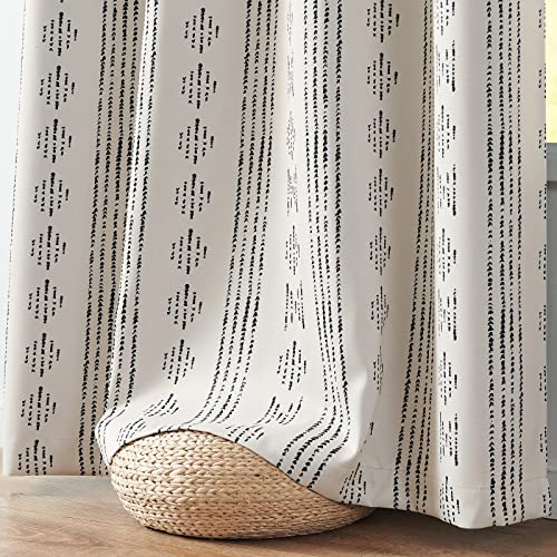 jinchan Boho Blackout Curtains 84 Inches Long for Bedroom Living Room - color: Boho | Black on Beige, size: 52"W x 84"L (Pack of 2)