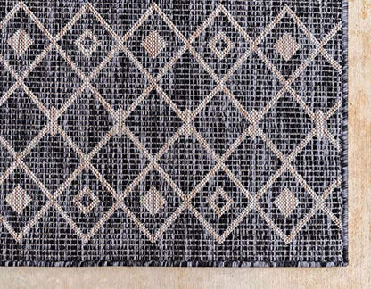 Unique Loom Outdoor Trellis Collection Area Rug - Tribal Trellis (2' x 6' 1" Runner, Charcoal Gray/ Natural) - color: Charcoal Gray/Natural, size: 2' x 6'1" (Runner)