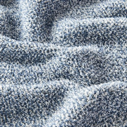 CozeCube Reversible Knitted Throw Blanket, Dusty Blue White Melange 50"x60" - color: M-dusty Blue, size: 50"x60"