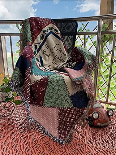 Patchwork Friendship Woven Tapestry Throw Blanket 50"x60" - color: Patchwork