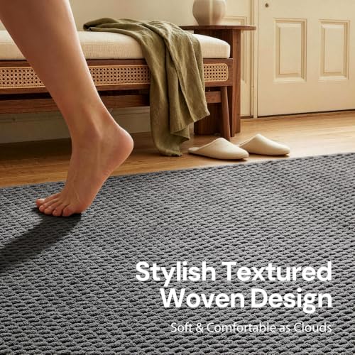 Sunfly 2x3 Entryway Rug with Non Slip Rubber Backing Dark Grey - color: Dark Grey, size: 2' x 3' (Rectangular)