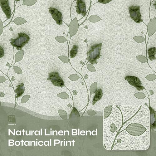 BGment Green Leaf Curtains for Living Room 96 inches Long - 2 Panels - color: Green, size: 52"W x 96"L (Pack of 2)