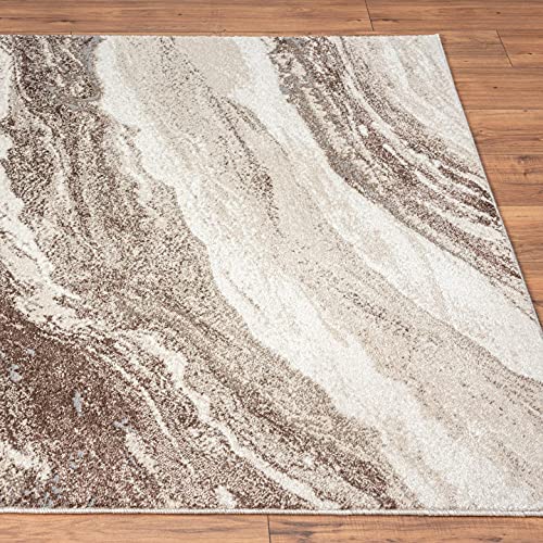 LUXE WEAVERS Abstract Art Deco Area Rug Brown 5x7 - color: Brown, size: 5' x 7' (Rectangular)