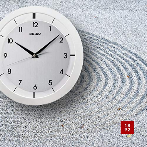 SEIKO QXA520WLH Metal Non Ticking Wall Clock, White, 11 Inch - color: Silver