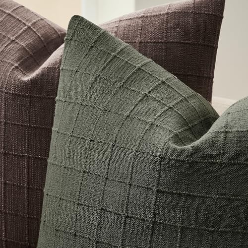 ZeeMart 2Pk Heavy Weight Artisanal Grid Pillow Covers 16x16in Army Green - color: Army Green, size: 16" x 16" (Pack of 2)