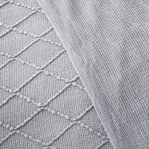 Acrylic Knitted Throw Blanket, Grey, 50 x 60 Inches - color: Grey
