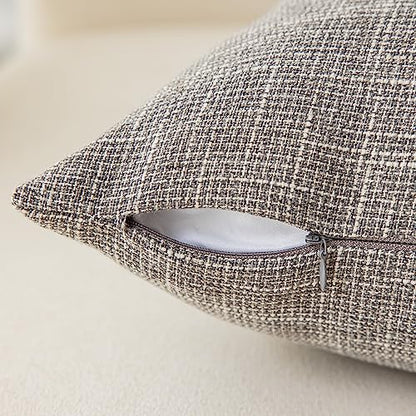 Kevin Textile Faux Linen Square 2 Tone Woven Throw Pillow Covers Sham Cushion Case for Car/Couch Use, 18-inch(2 Packs, Grey) - color: Gray, size: 18" x 18" (Pack of 2)
