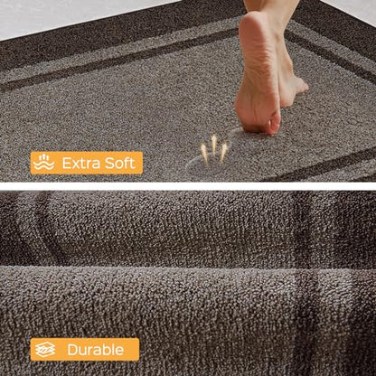 anllugs Kitchen Rugs Set, 24" x 36"+24" x 60", Grayish Brown & Coffee - color: Grayish Brown & Coffee, size: 24" X 36"+ 24" X 60"