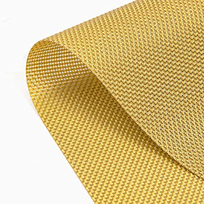 SHACOS Round Table Placemats Wedge Placemat Set of 4 Non Slip Heat Resistant Woven Vinyl Metallic Golden Table Mats Wipe Clean Indoor Outdoor (4, Gold) - color: Gold