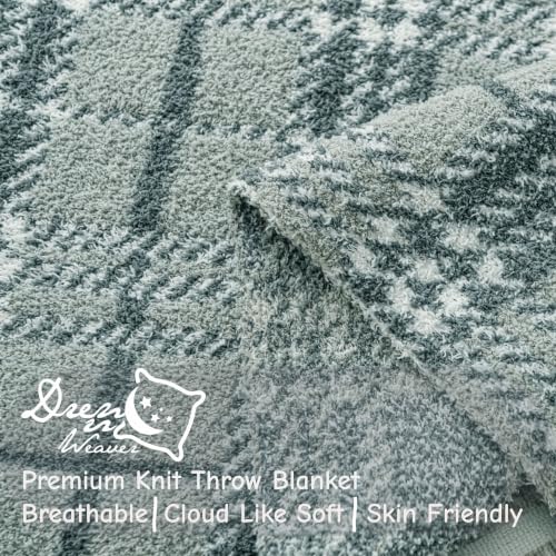 Fuzzy Knit Checkered Throw Blanket 50"x60" Fleece Blanket Grey