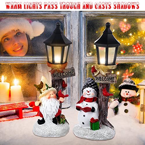 Tuanse 4 Pcs Christmas Table Centerpieces 10" Santa Snowman LED Lamppost