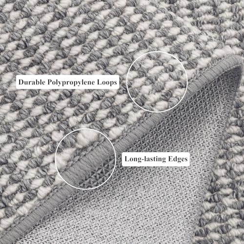 HEBE Washable Runner Rug 2'x6', Non Slip Low-Pile Hallway Rugs Runner - color: Grey/White, size: 2' x 6' (Rectangular)