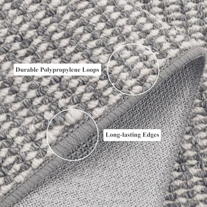HEBE Washable Runner Rug 2'x6', Non Slip Low-Pile Hallway Rugs Runner - color: Grey/White, size: 2' x 6' (Rectangular)