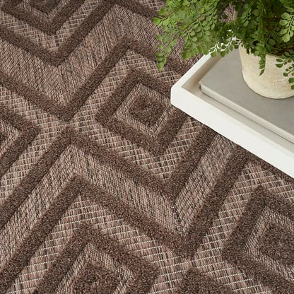 Nourison Home Versatile Brown 8' x Round Area Rug - Easy Clean, Non Shedding, Bed Room, Living Room, Dining Room, Kitchen (8' x Round) - color: Brown, size: 8' (Round)