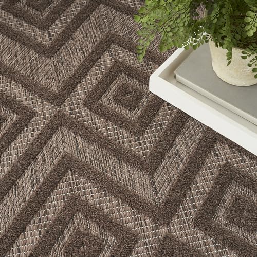 Nourison Home Versatile Brown 5' x 7' Area Rug - Easy Clean, Non Shedding, Bed Room, Living Room, Dining Room, Kitchen (5' x 7') - color: Brown, size: 5' x 7' (Rectangular)
