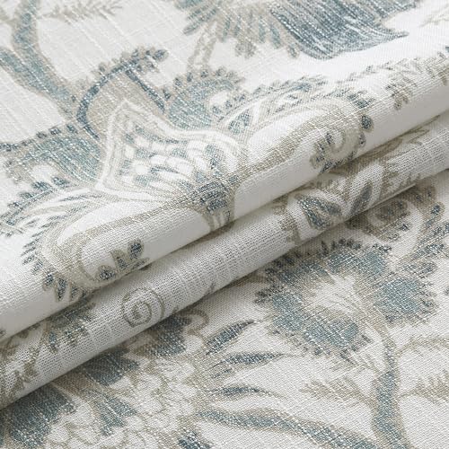 Kayne Studio Blue Grey Jacobean Floral Rod Pocket Semi Sheer Curtains 90" L - color: Blue Grey, size: 52"W x 90"L (Pack of 2)