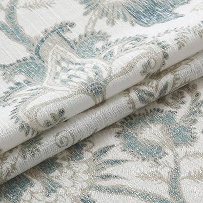 Kayne Studio Blue Grey Jacobean Floral Rod Pocket Semi Sheer Curtains 90" L - color: Blue Grey, size: 52"W x 90"L (Pack of 2)