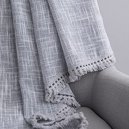 Beda Home Tassel Linen Textured Swag Curtain Valance, Grey, 52 x 18 in - color: Grey, size: 52"W x 18"L (Pack of 1)