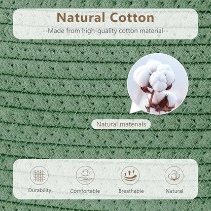 ECDYQXVU 15x10x9 Inch Woven Cotton Rope Storage Basket, 3 Pack - color: Green, size: 3 Pack