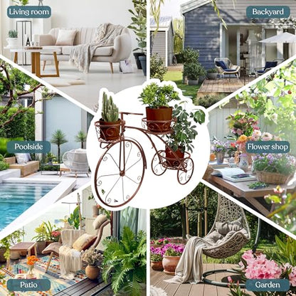 Sorbus Tricycle Planter, Garden Plant Stand (Bronze) - color: Bronze, size: 3 Wheel