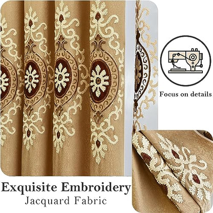VOGOL Simple Chenille Jacquard Blackout Window Elegance Curtains/Drapes/Panels/Treatments for Bedroom Living Room, 60 x 106, Top Grommets (2 Panels) - color: Coffee-curtain, size: 60"W x 106"L (Pack of 2)