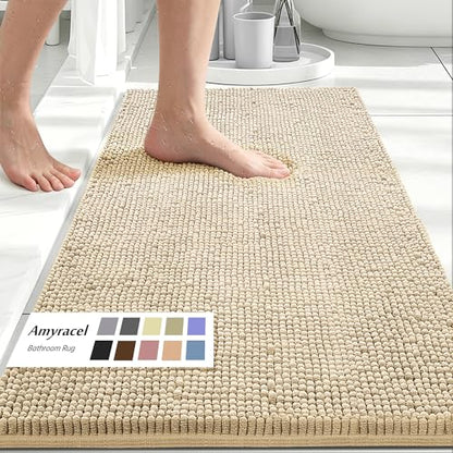 Amyracel Bathroom Rugs Mat 48x72, Thick Soft Quick Dry Absorbent - color: Beige/ Warm‑tan Tone, size: 48" x 72"