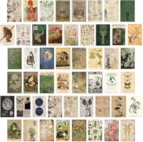 KBKBART Vintage Fairycore Wall Collage Kit Unframed, 50Pcs Fairy Posters - color: Fairycore