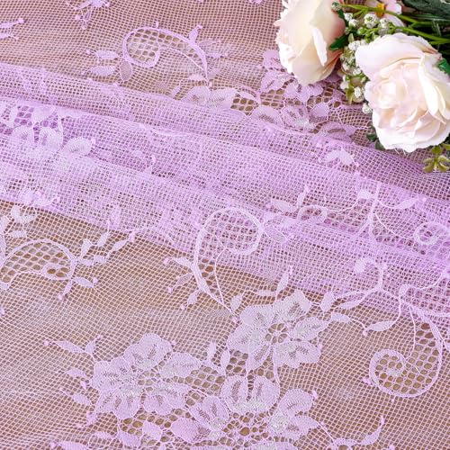 Lace Tablecloth Chic Table Fabric 60x120 Inch for Farmhouse Rustic Wedding - color: Light Purple, size: 120" x 60" (1Pc Rectangular)