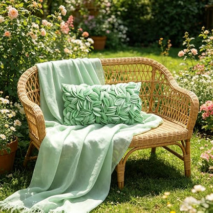 KINGROSE Luxury Solid 3D Flower Throw Pillow Cover, Mint Green, 12x20 Inch - color: Mint Green - Solid Suede
