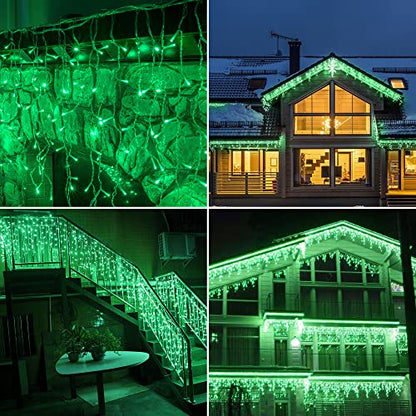 300LED Icicle Lights for Outside,Green Curtain Lights - color: Green