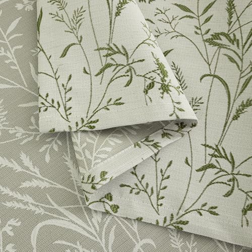 BGment Green Leaf Linen Curtains for Living Room 72 Inch Length 2 Panels - color: Green, size: 52"W x 72"L (Pack of 2)