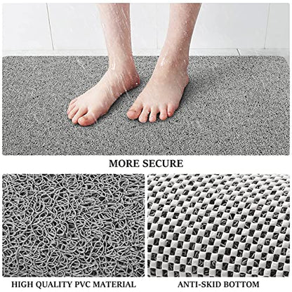 LuxStep Shower Mat Bathtub Mat,Non-Slip Bath Mat with Drain, Quick Drying - color: Stylish Grey, size: 36" x 16"