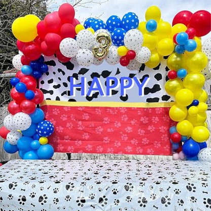 Dog Paw Print Balloons 12 Inch Red Blue Yellow Confetti Latex Party Balloon - color: Red Yellow Blue